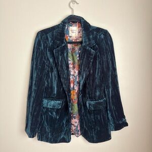 Autres Filles Teal Crushed Velvet Blazer